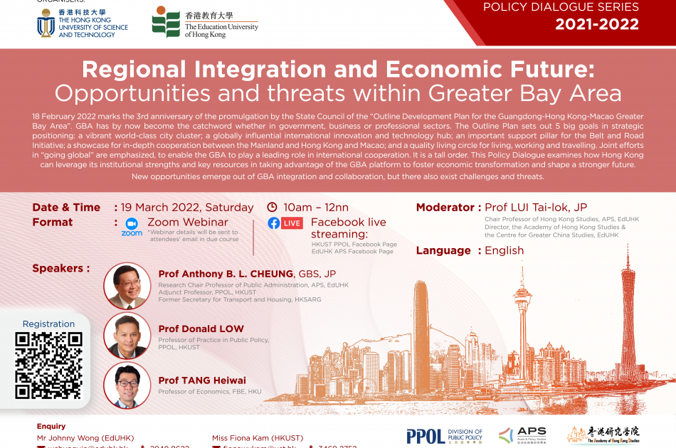 Regional Integration and Economic Future: Opportunities and threats within Greater Bay Area